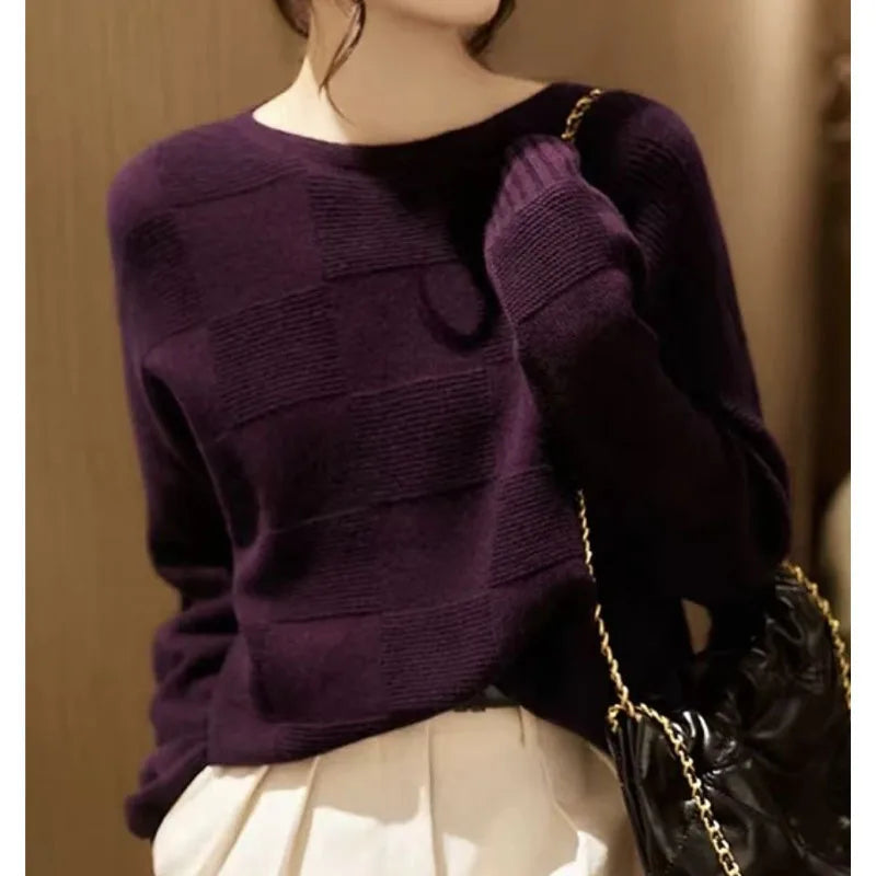 Textured Crewneck Knit Sweater