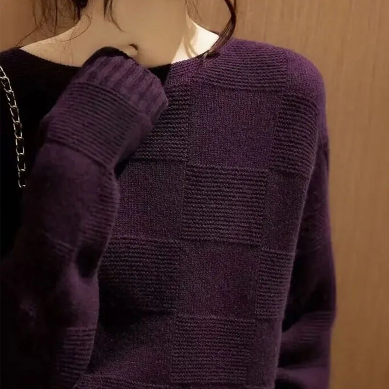 Textured Crewneck Knit Sweater