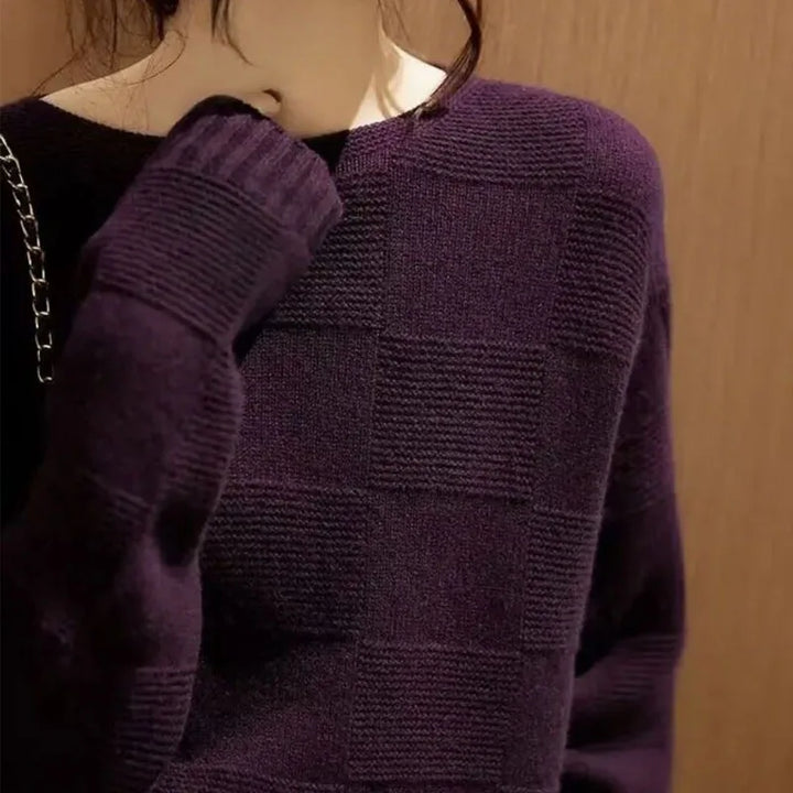 Textured Crewneck Knit Sweater