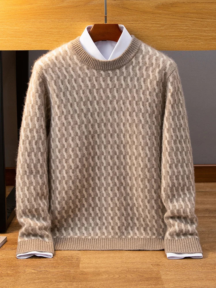 Textured Knit Cashmere Crewneck Sweater