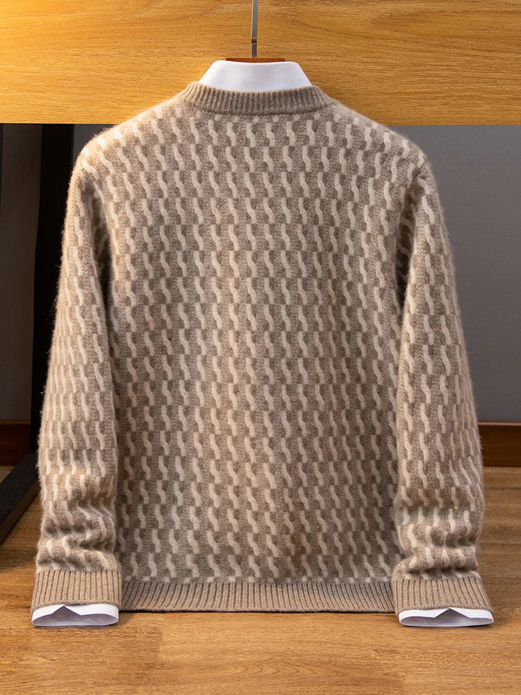 Textured Knit Cashmere Crewneck Sweater