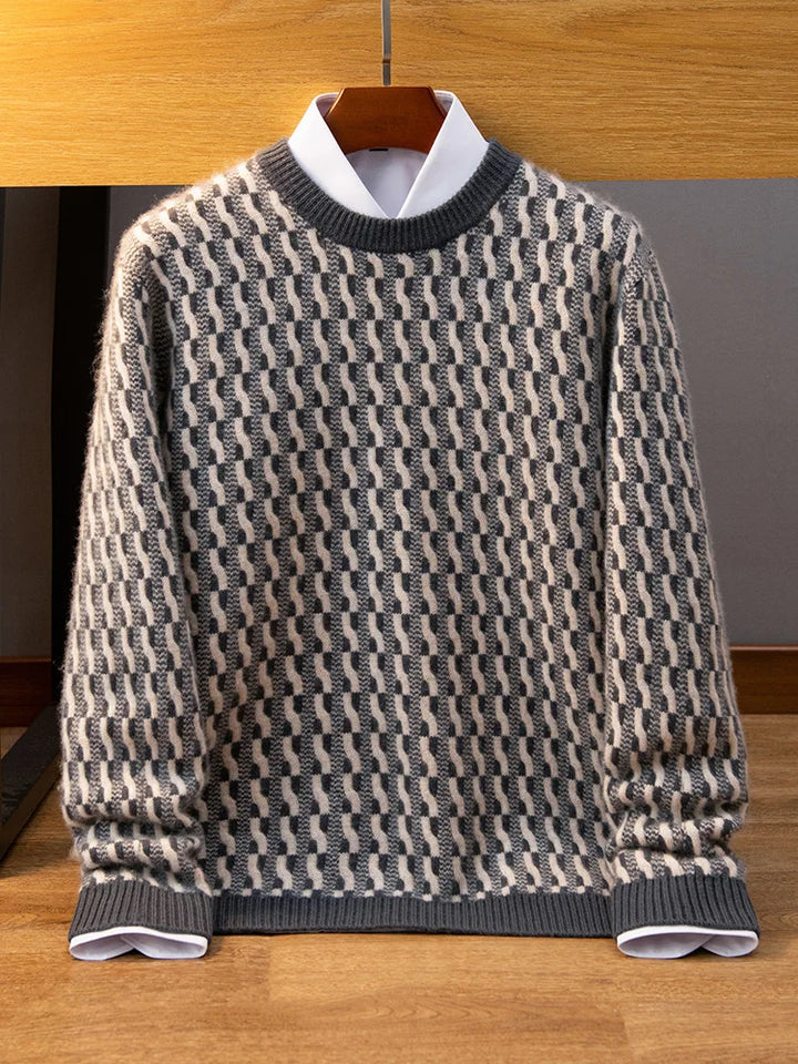 Textured Knit Cashmere Crewneck Sweater