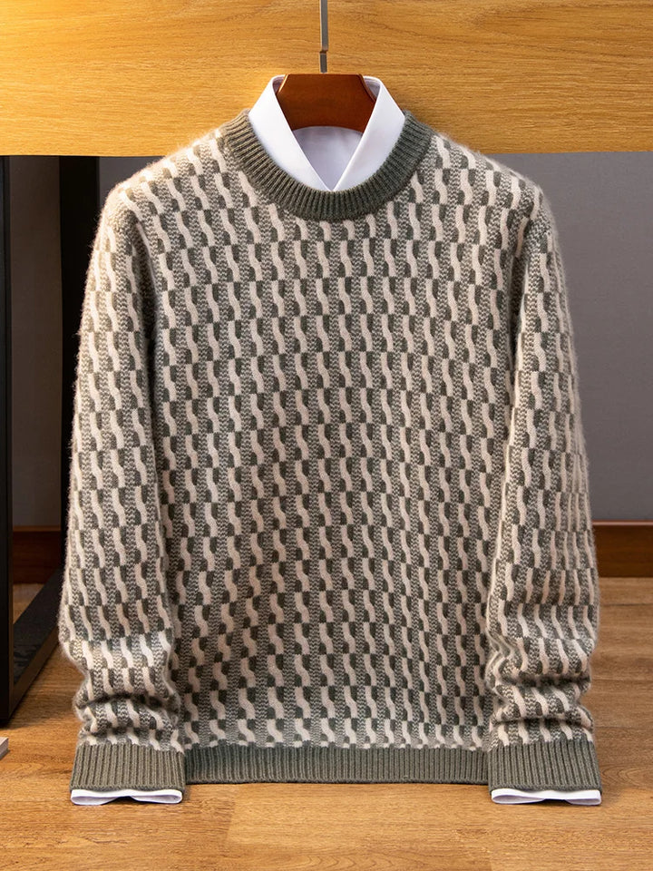Textured Knit Cashmere Crewneck Sweater