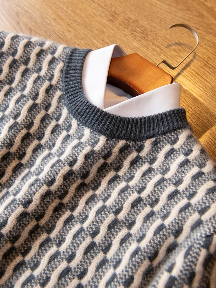 Textured Knit Cashmere Crewneck Sweater