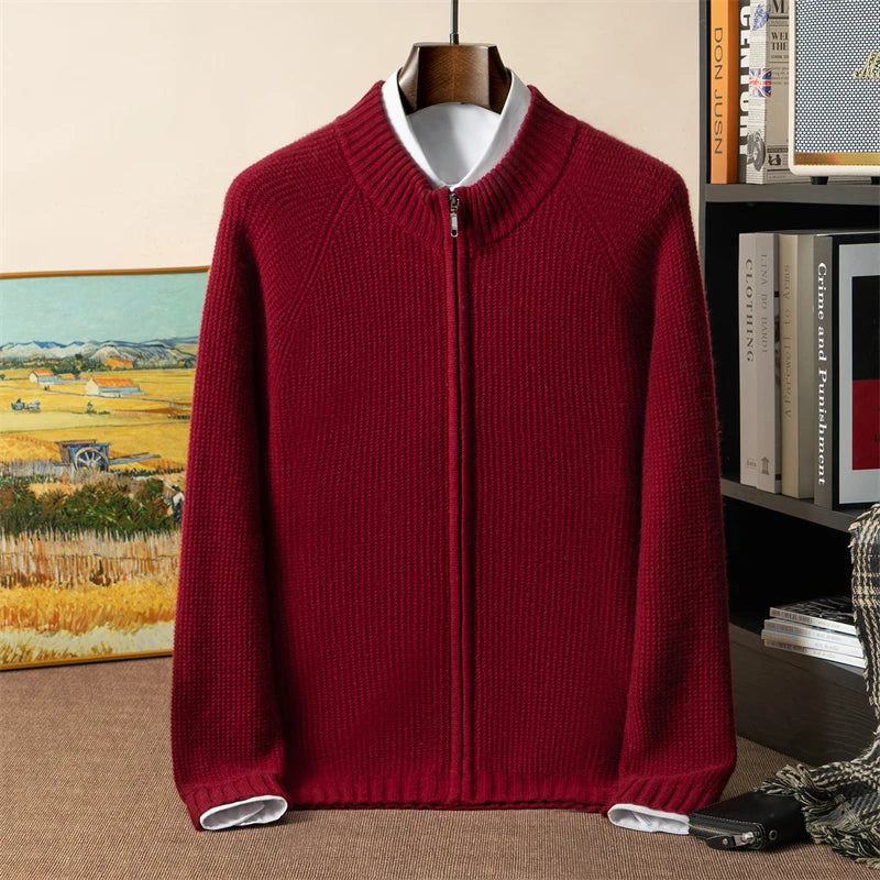 Thick Cashmere Zip-Up Cardigan