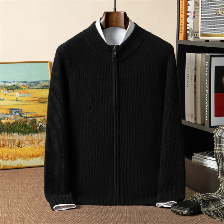 Thick Cashmere Zip-Up Cardigan