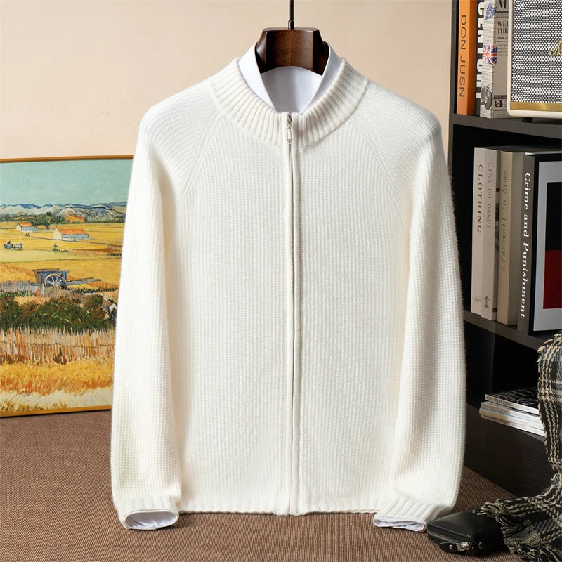 Thick Cashmere Zip-Up Cardigan