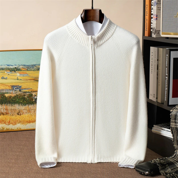 Thick Cashmere Zip-Up Cardigan