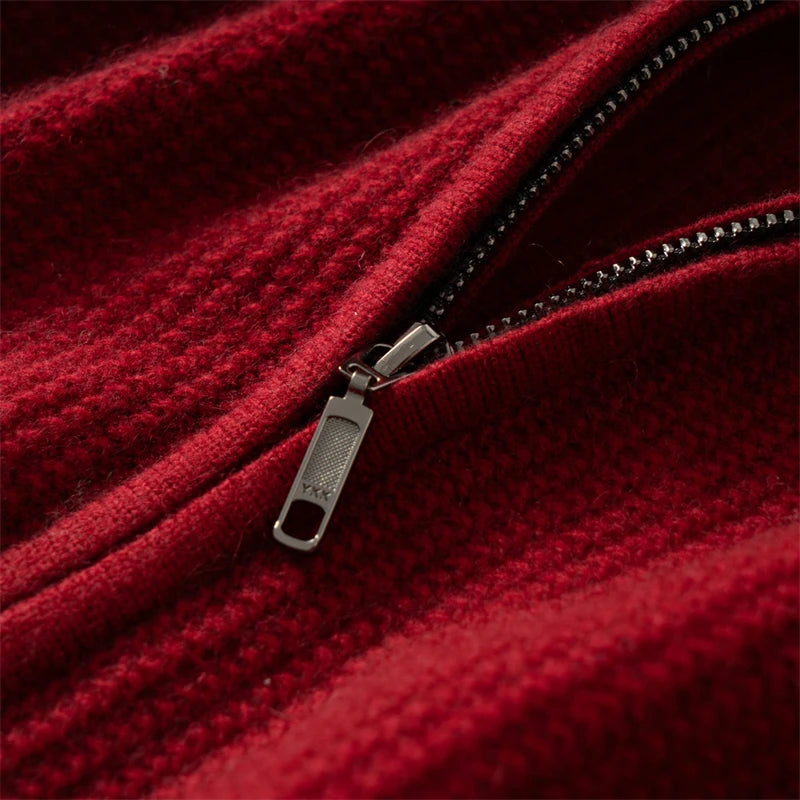 Thick Cashmere Zip-Up Cardigan