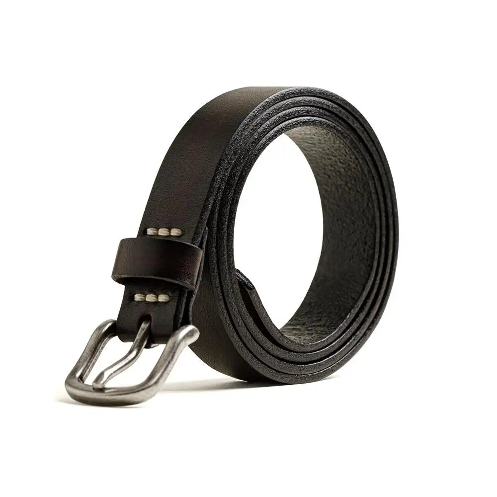Thin Genuine Cowhide Stitched Retro Belt
