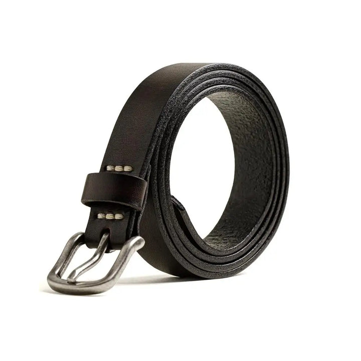 Thin Genuine Cowhide Stitched Retro Belt