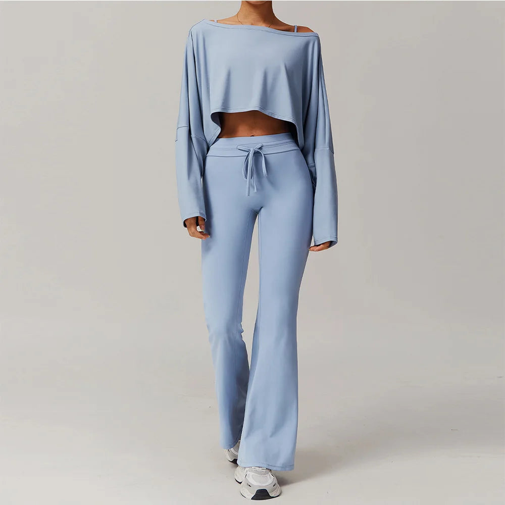 Three Pieces Yoga Gymwear Tracksuit Set