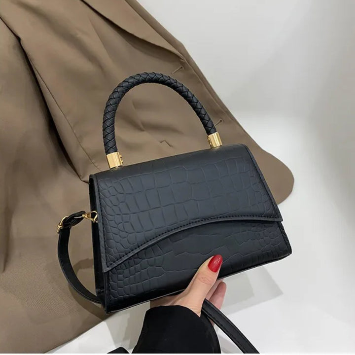 Top Handle Croc-Embossed Handbag