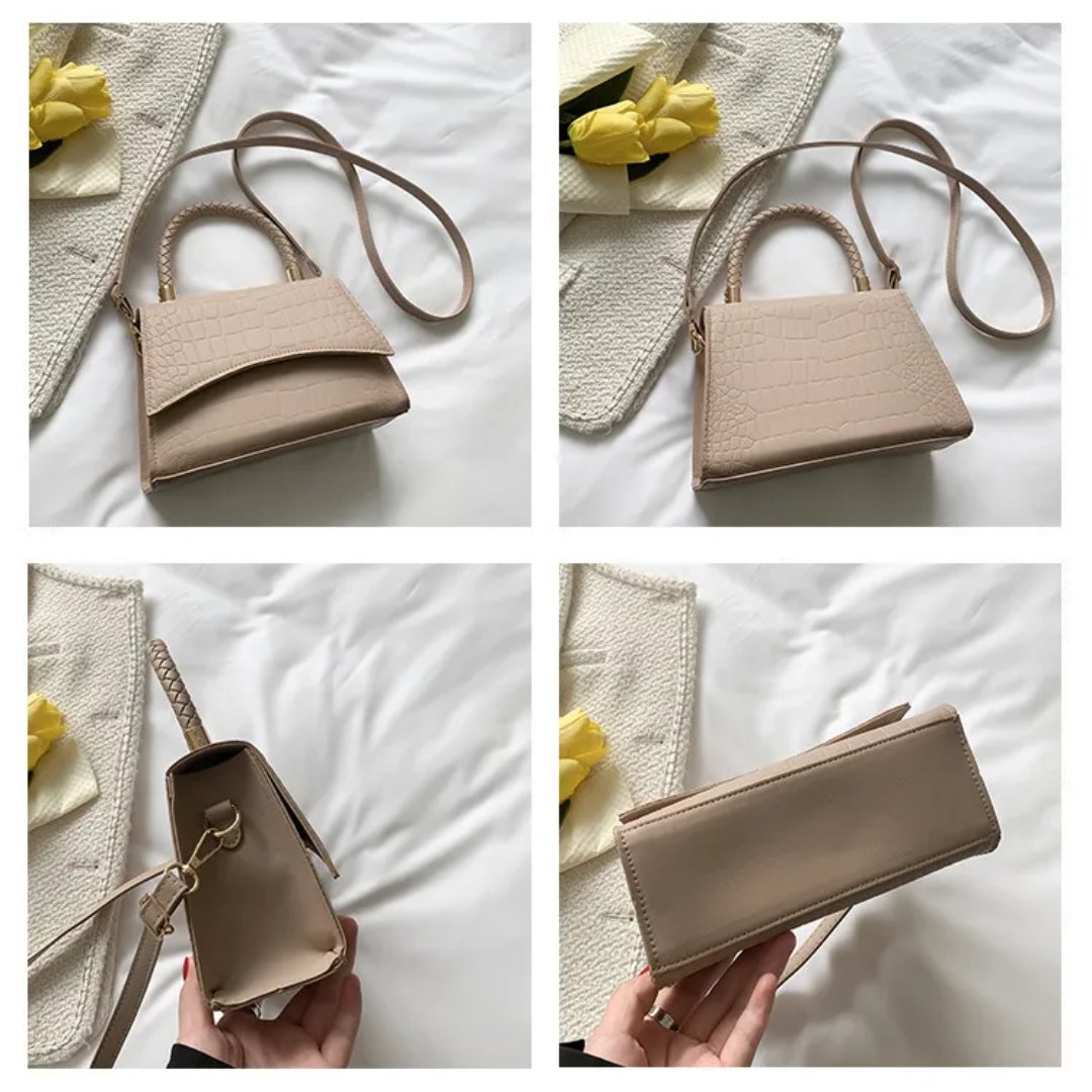 Top Handle Croc-Embossed Handbag