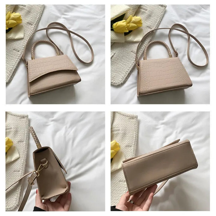 Top Handle Croc-Embossed Handbag