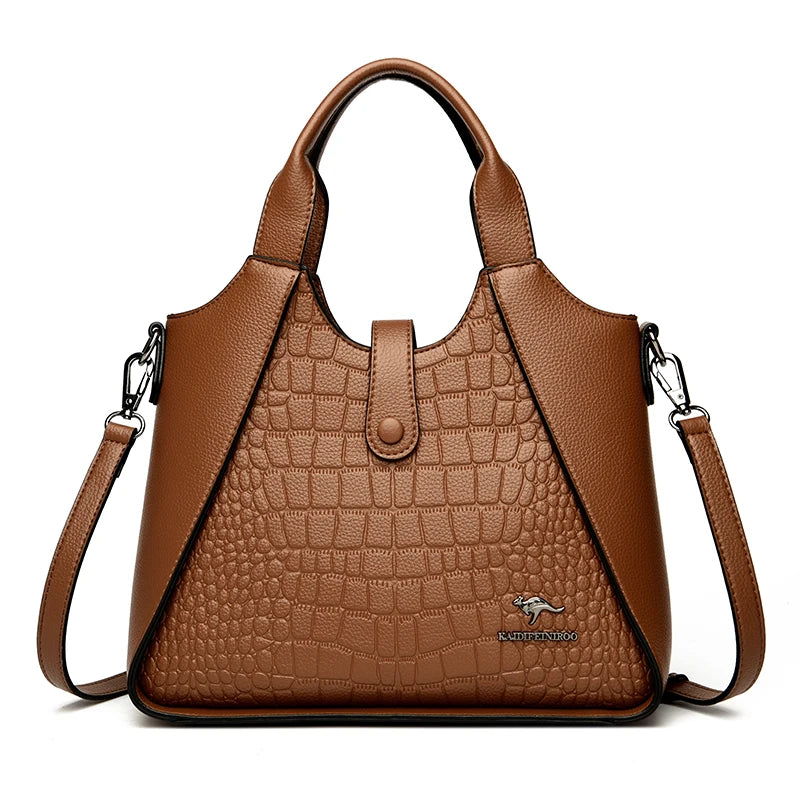Trendy Croc-Embossed Leather Handbag