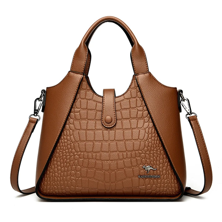 Trendy Croc-Embossed Leather Handbag