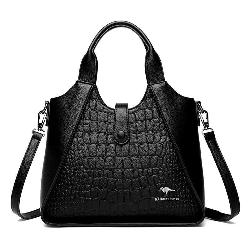 Trendy Croc-Embossed Leather Handbag