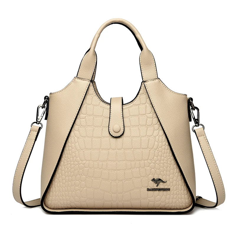Trendy Croc-Embossed Leather Handbag