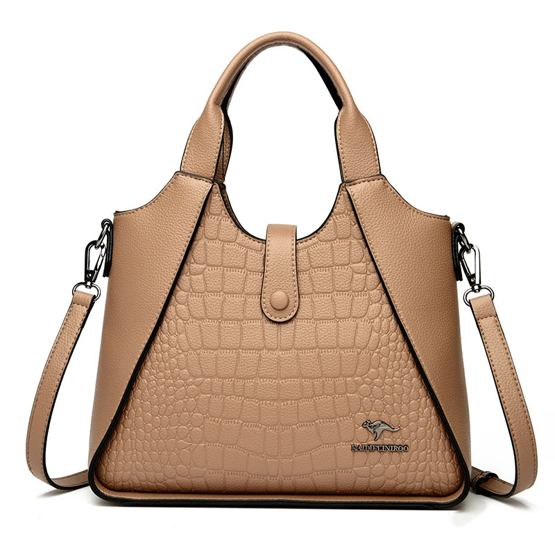 Trendy Croc-Embossed Leather Handbag