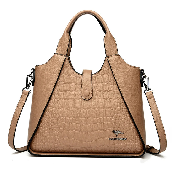 Trendy Croc-Embossed Leather Handbag