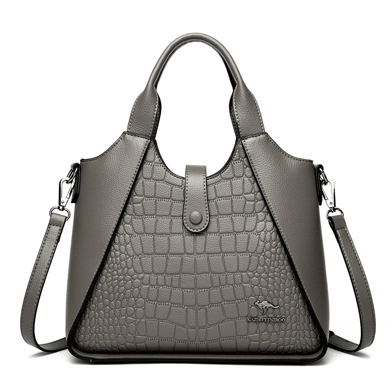 Trendy Croc-Embossed Leather Handbag