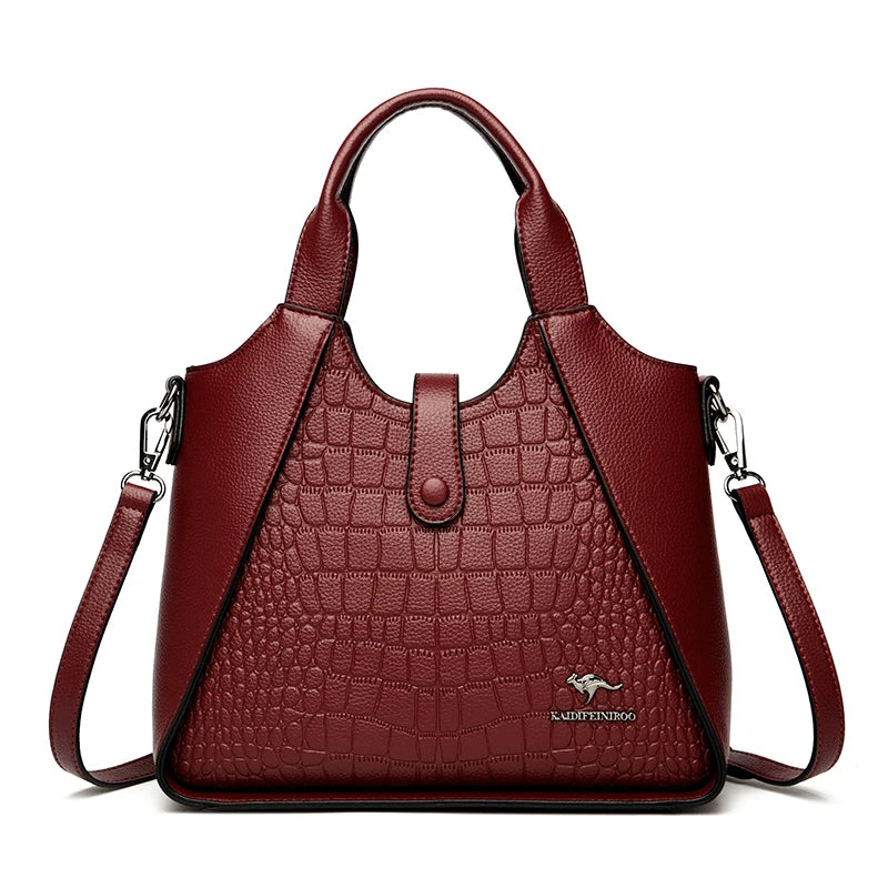 Trendy Croc-Embossed Leather Handbag