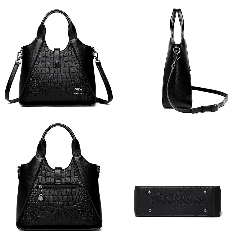 Trendy Croc-Embossed Leather Handbag