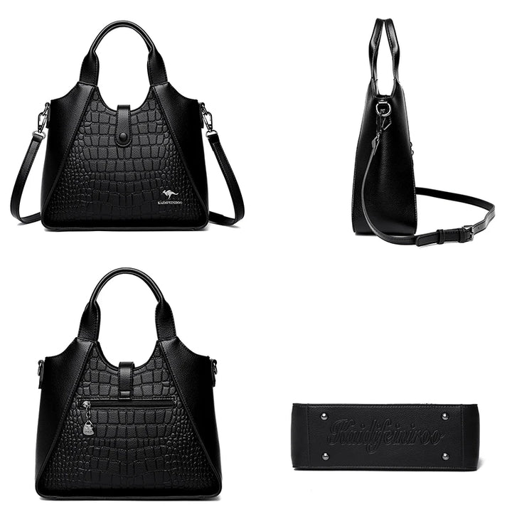Trendy Croc-Embossed Leather Handbag