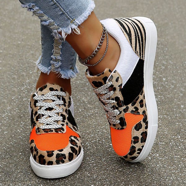 Trendy Leopard Print Suede Sneakers