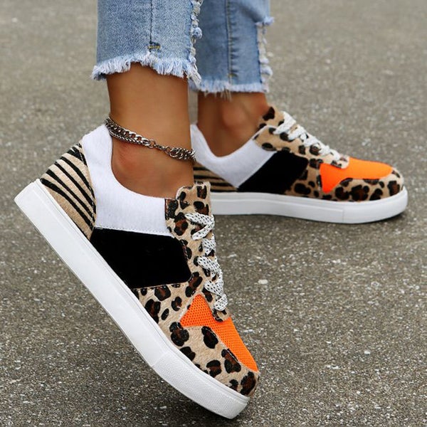 Trendy Leopard Print Suede Sneakers