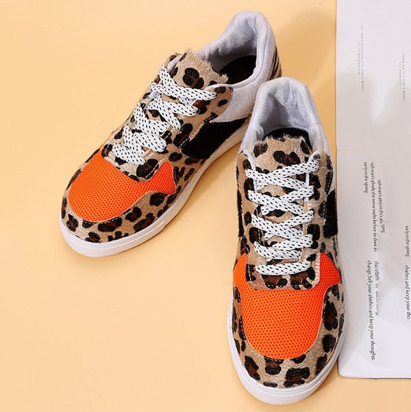 Trendy Leopard Print Suede Sneakers