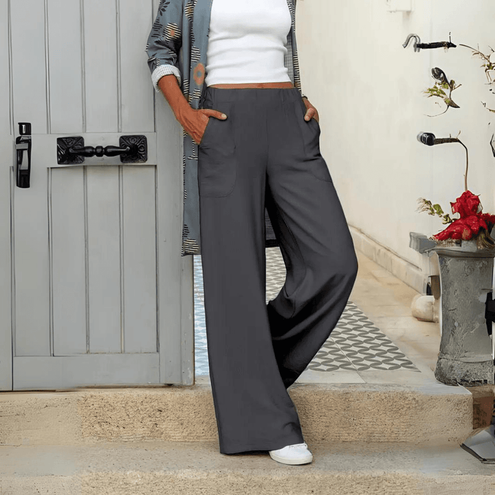 High-Waisted Wide-Leg Trousers