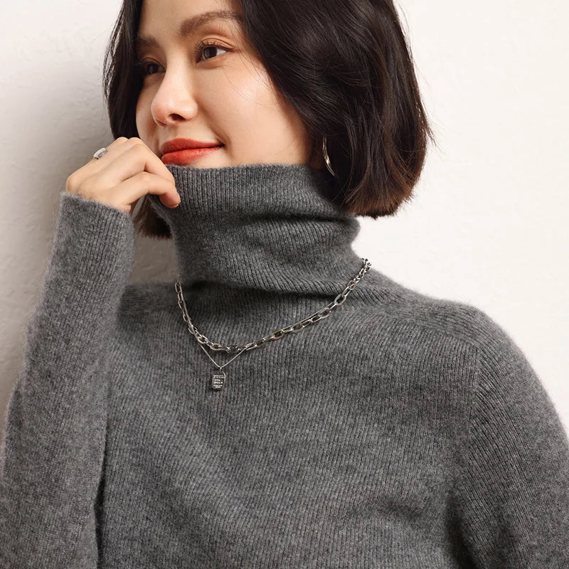 Unique Pure Cashmere Turtleneck Sweater