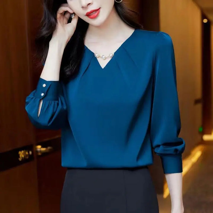 V-Neck Chiffon Tailored Blouse