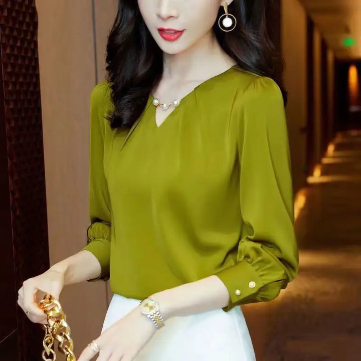 V-Neck Chiffon Tailored Blouse
