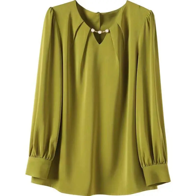 V-Neck Chiffon Tailored Blouse