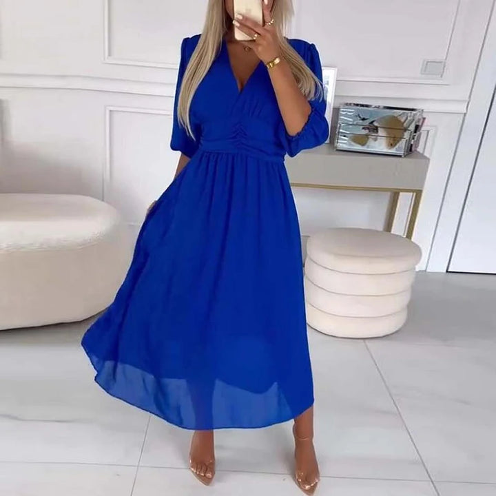 Flowy V-Neck Chiffon Maxi Dress