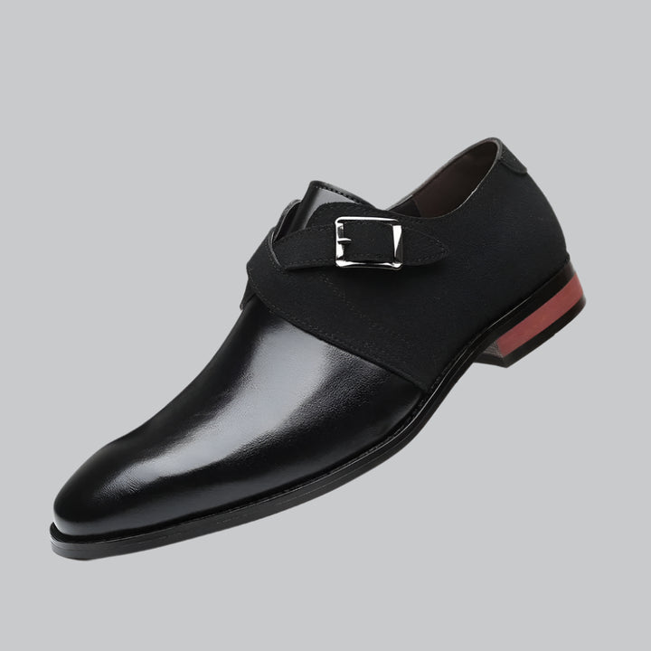 Vegan Leather Double Buckle Suede Loafers