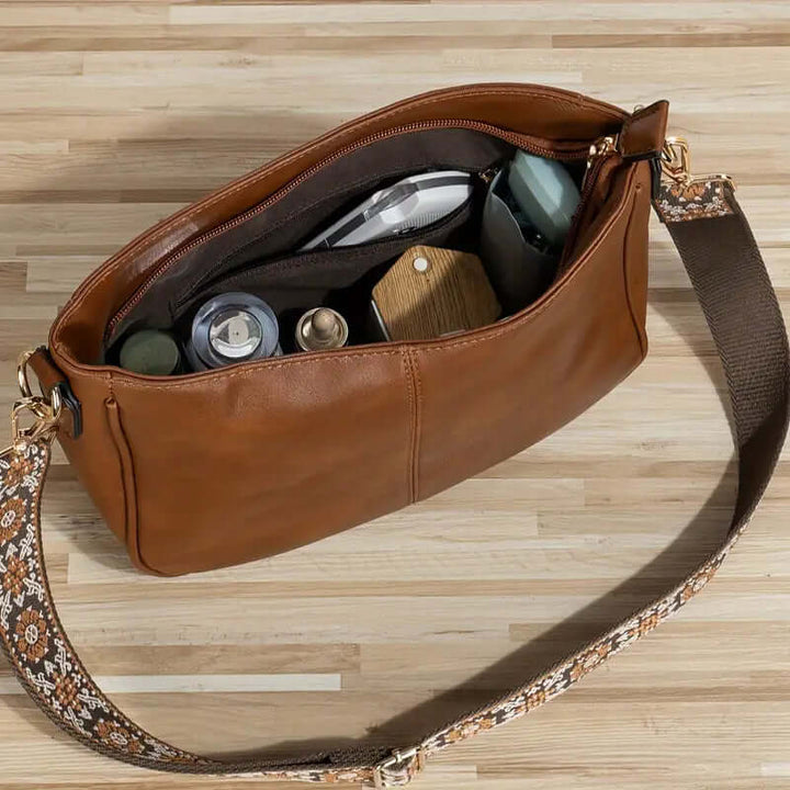 Vegan Leather Shoulder Bag with Boho Strap