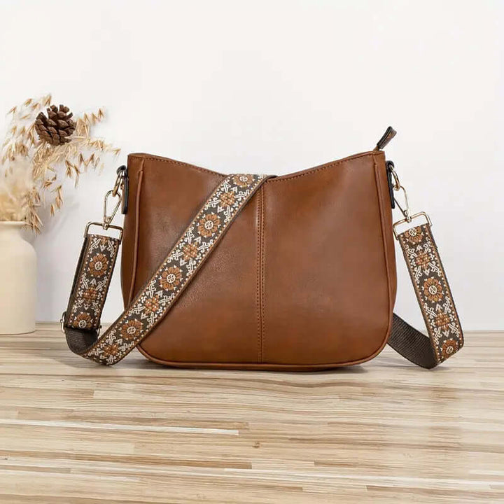 Vegan Leather Shoulder Bag with Boho Strap