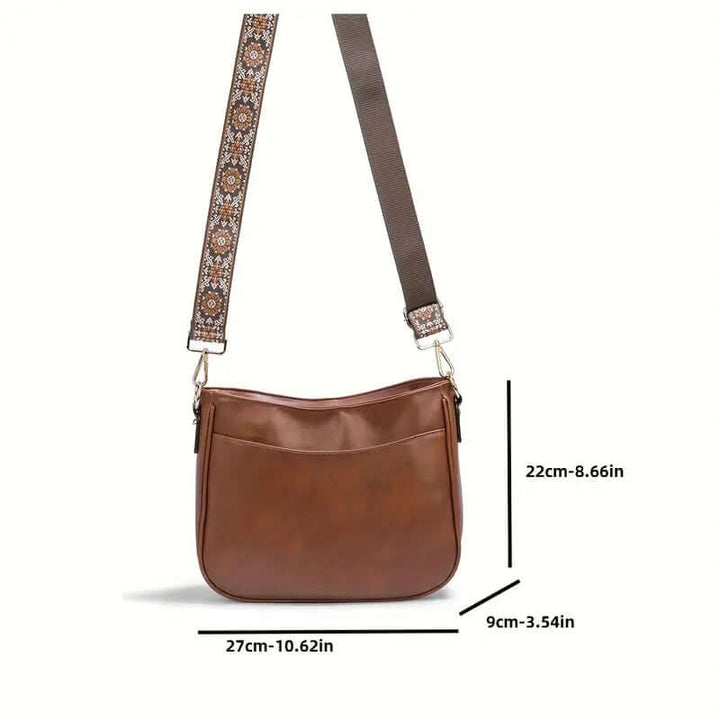 Vegan Leather Shoulder Bag with Boho Strap
