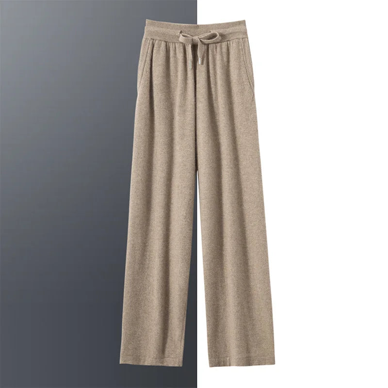 Vera | Men's Cashmere Knit Straight-Leg Pants Beige