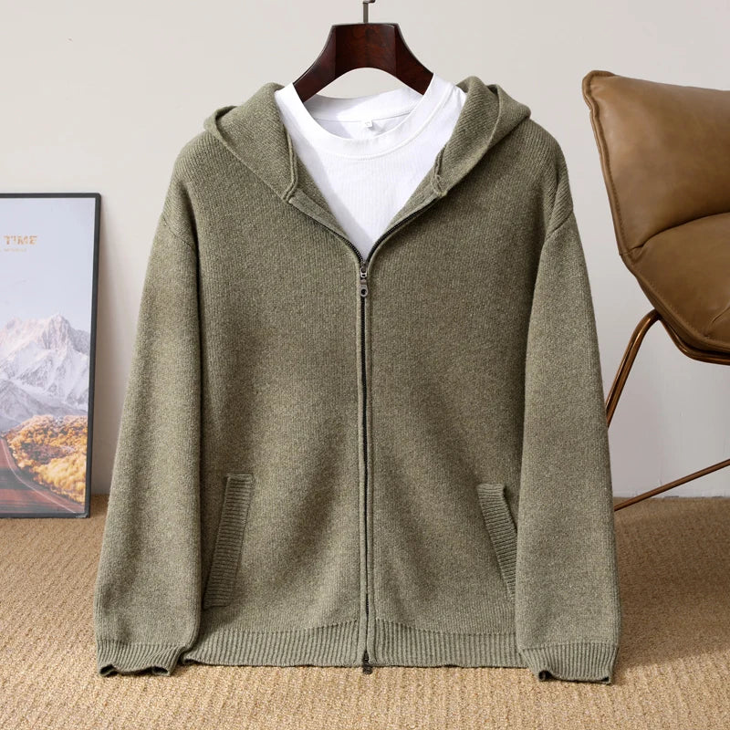 Vera | Men's Merino Wool Hooded Zip Sweater