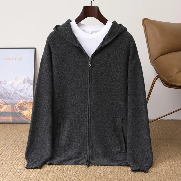 Vera | Men's Merino Wool Hooded Zip Sweater