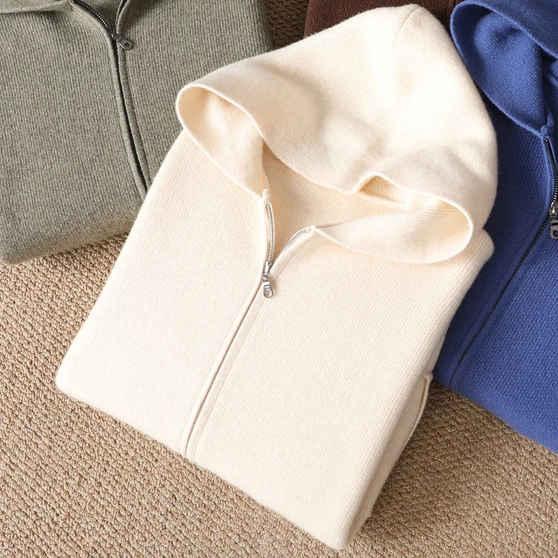 Vera | Men's Merino Wool Hooded Zip Sweater