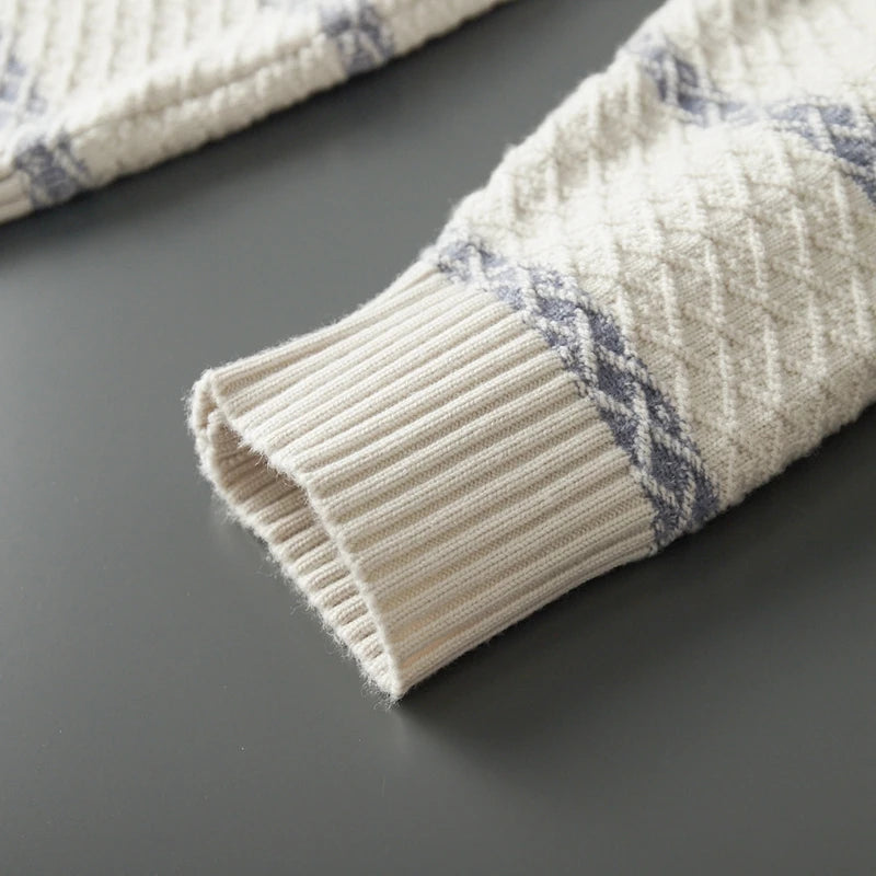 Vera | Men's Merino Wool Striped Zipper Cardigan