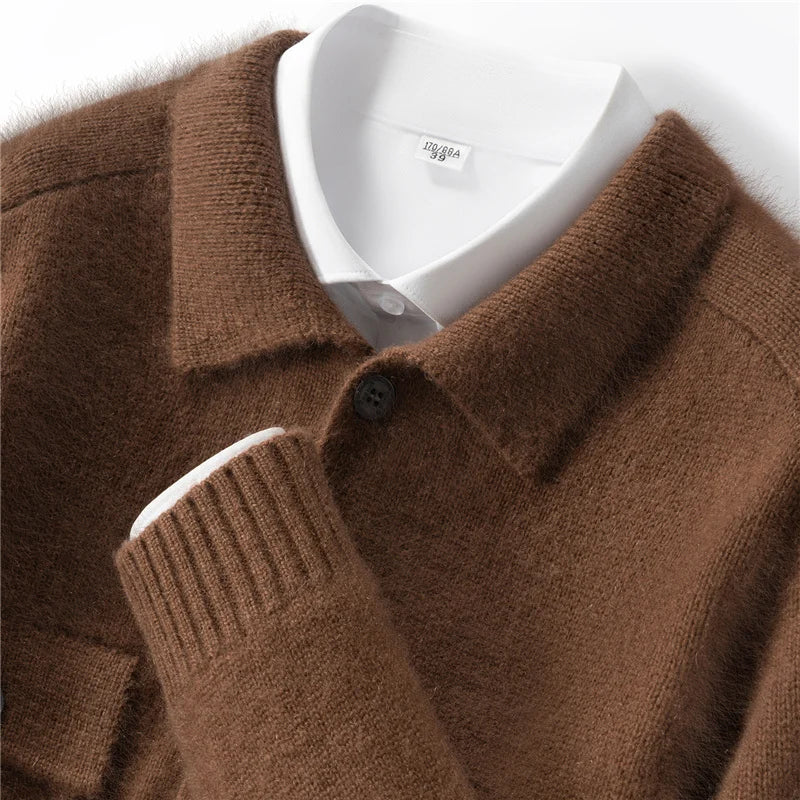 Vera | Men's Pure Cashmere Polo Collar Cardigan