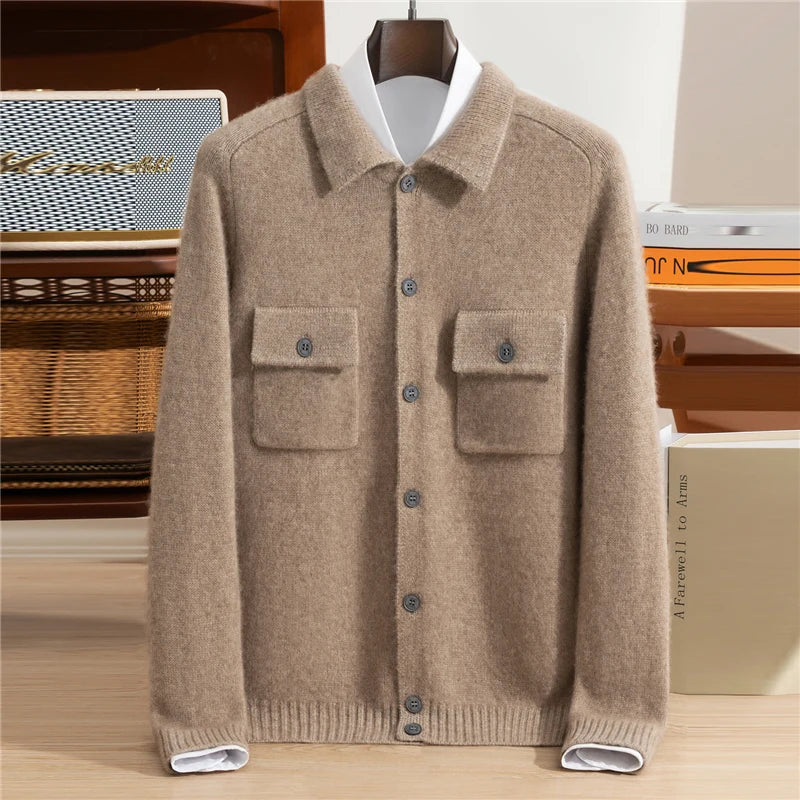 Vera | Men's Pure Cashmere Polo Collar Cardigan