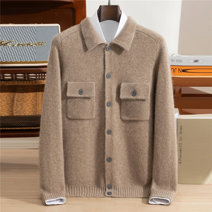 Vera | Men's Pure Cashmere Polo Collar Cardigan